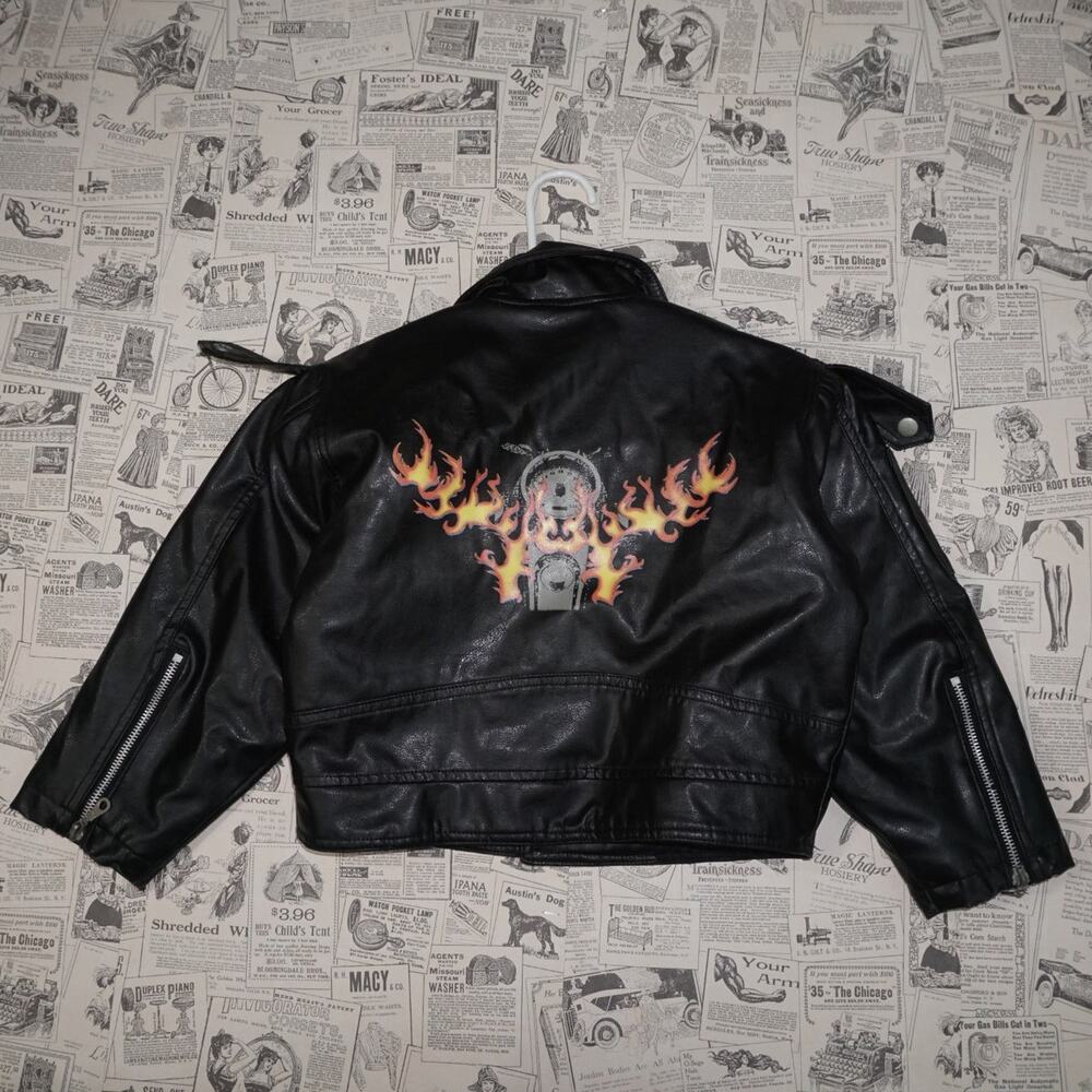 5T - Vintage Y2K Harley flame youth 2000s motorcycle jacket